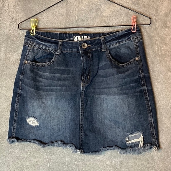 Rewash Distressed Denim Skirt - Picture 1 of 6